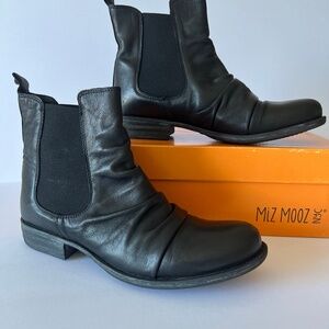 Miz Mooz Black leather Ankle Boot, Size 9M